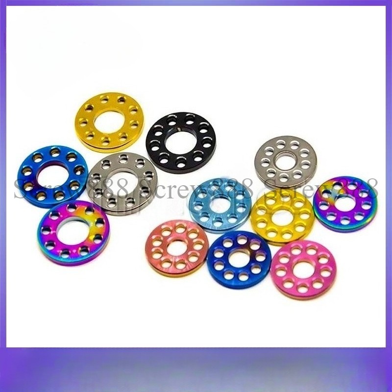 6pcs Titanium Washer M6 M8 M10 Drilled Hole Decoration Spacer Gaskets for Motor