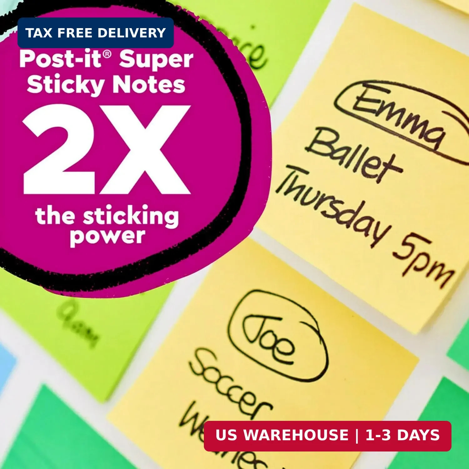 Post it Super Sticky Notes 3×3 Canary Yellow 5 Pads 70 Sheets 2X Sticking Power
