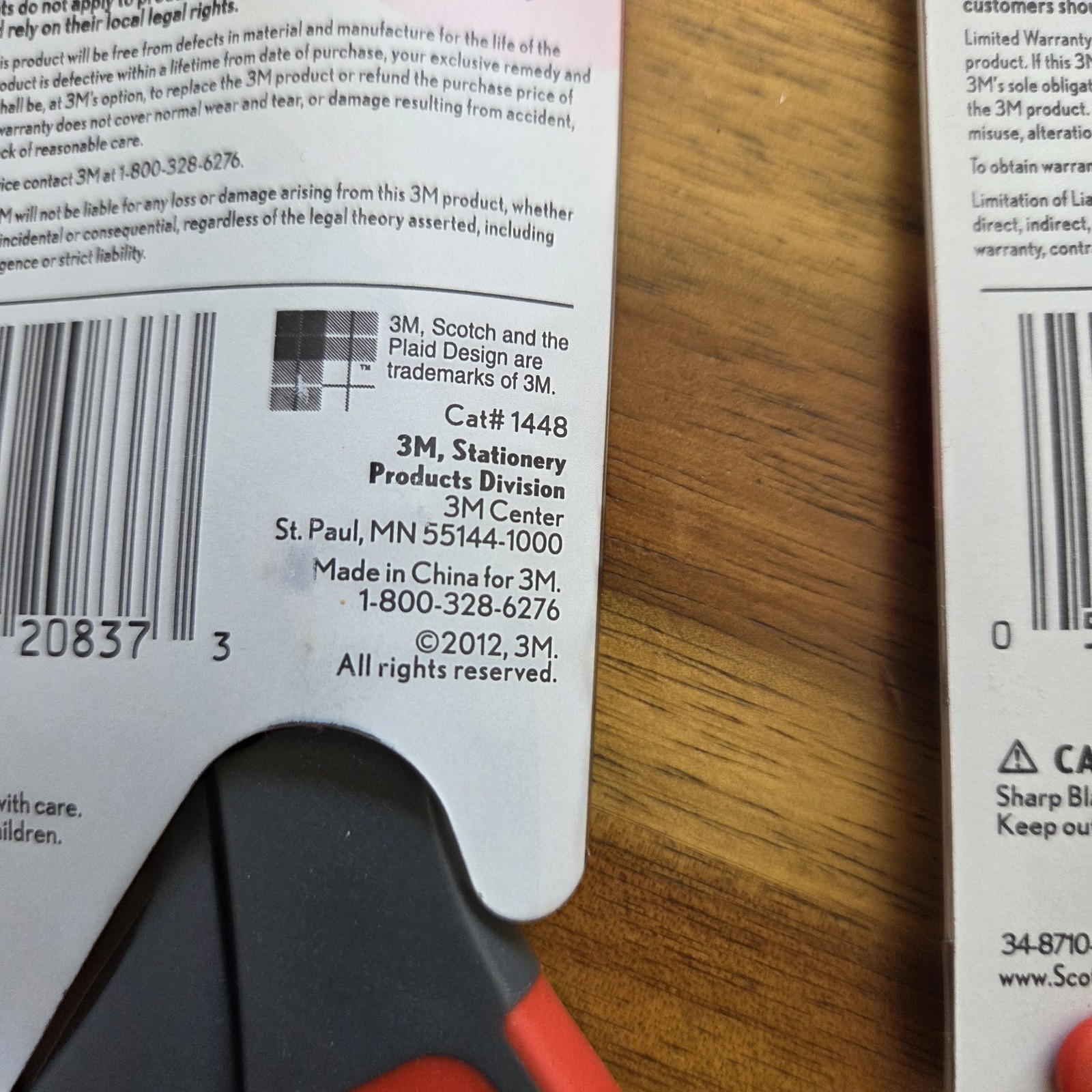 Scotch Precision Scissor 8 Inch Smooth Cut Fabric Paper 3M 1448 Gray Red, 3 Pack