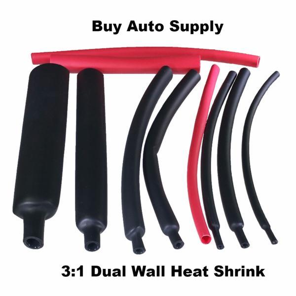 (25 6″ Pcs) 1/2″ / 12.7mm Black Adhesive Lined Dual Wall 3:1 Heat Shrink Tubing