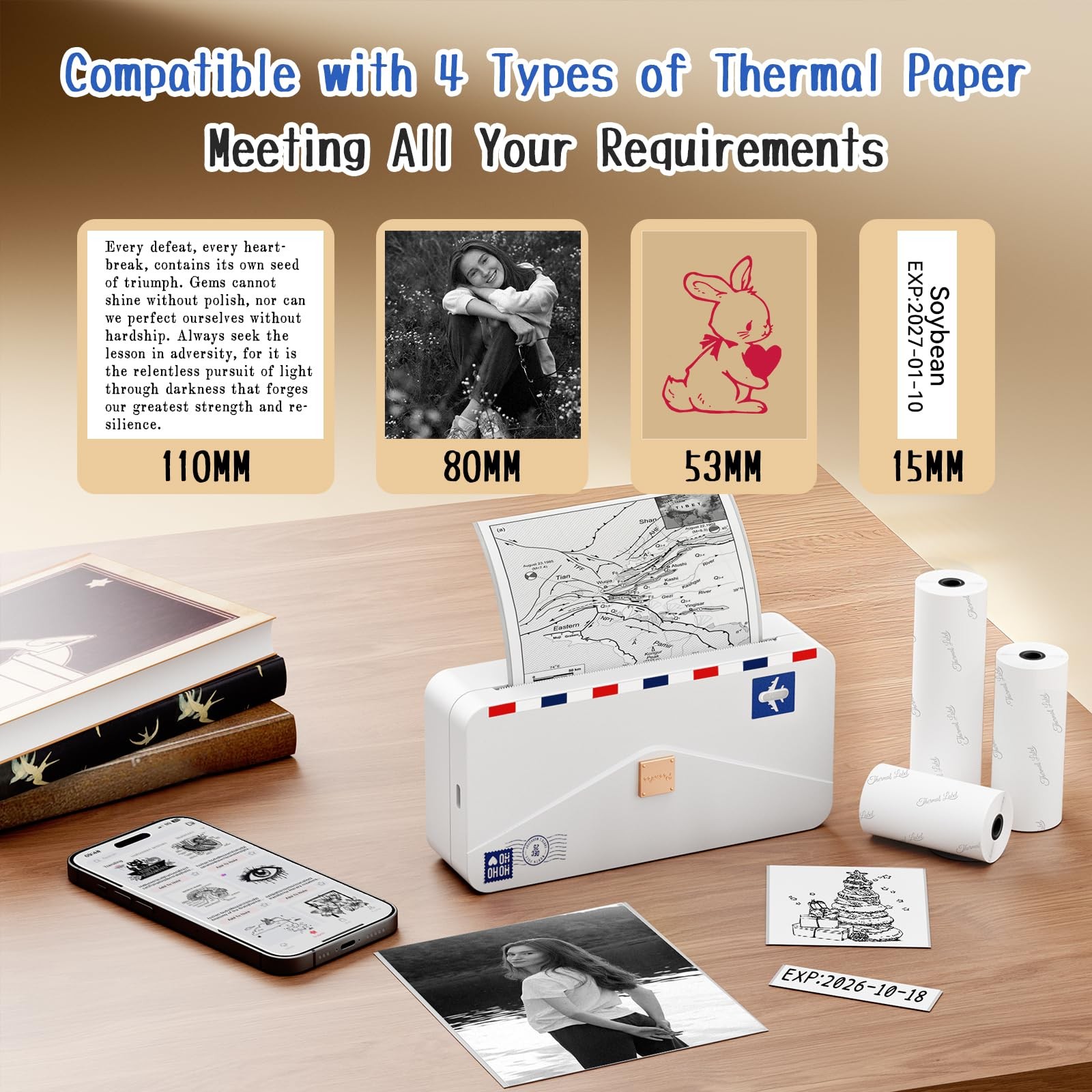 Phomemo Portable Thermal Printer M04As Ai Smart Printer 4 Inch Mini Sticker