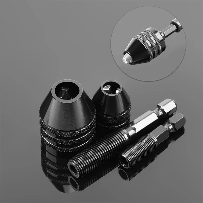 Mini Keyless Drill Chuck Adapter 1/4″ Hex Shank Quick Change Converter