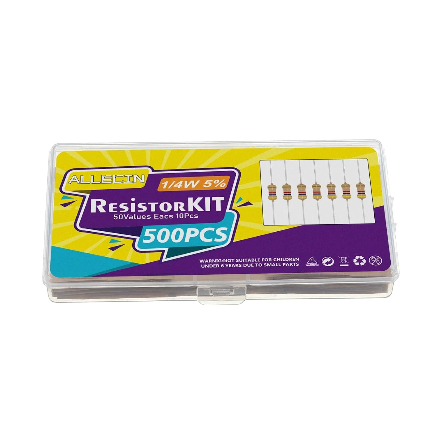 50 Values 1/4W 0 Ohm to 10M Ohm ±5% Carbon Film Resistor Assorted 1/4 Watt Commo