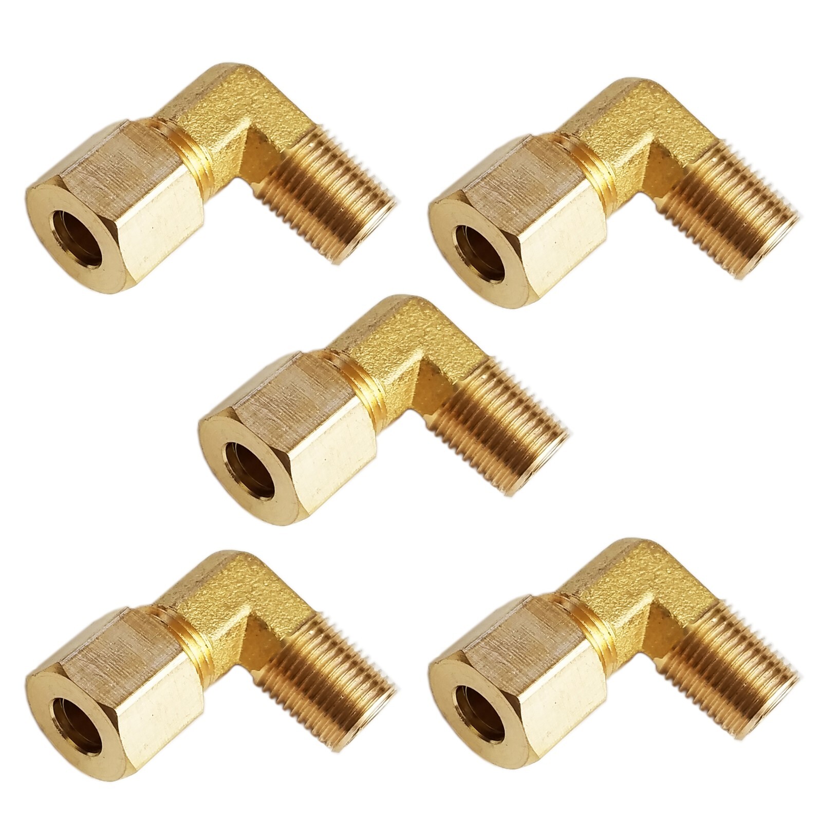 5 PC – Brass Compression Elbow Fitting 5/16″ OD Tube x 1/8″ NPT Male Pipe