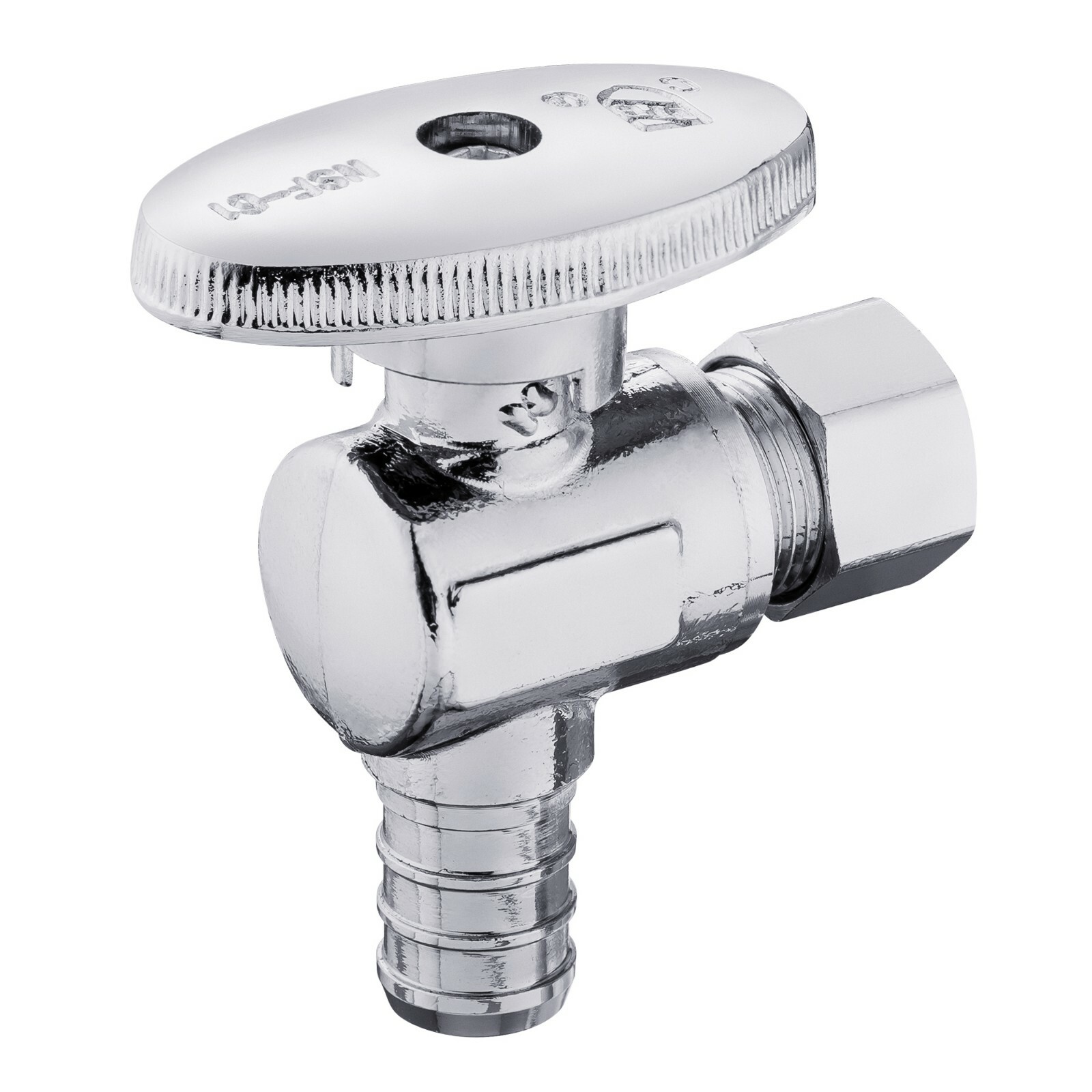 EFIELD 1/4 Turn Angle Stop Valve 3/8″ OD Compression X 1/2″ PEX Chrome Plated