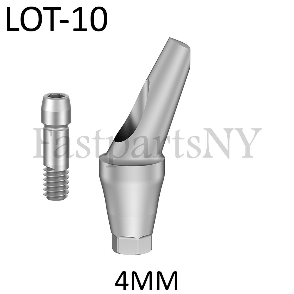 lot x 10 Angulated 25 degree Abutment Hiossen Regular replica screw 4 mm conical