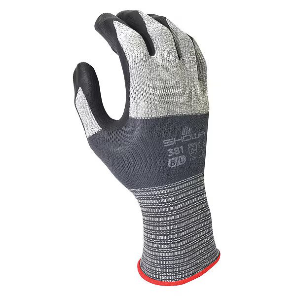 Coated Gloves, Nitrile, Smooth, Palm and Fingers, Not Rated Abrasion Level,