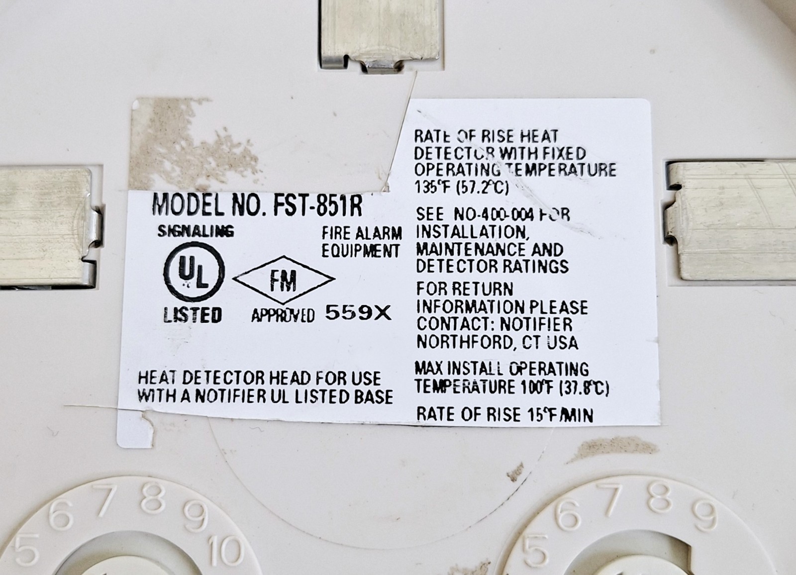 Notifier FST-851R Intelligent Heat Detector (Lot of 8 pcs)