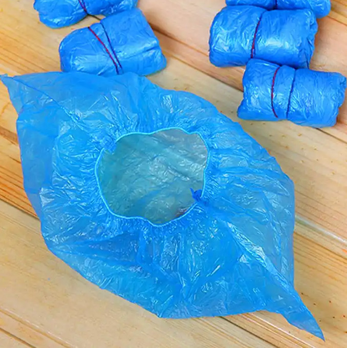 100pcs Home/Hotel Disposable PE Plastic Shoe Covers Blue Dust Proof &Waterproof