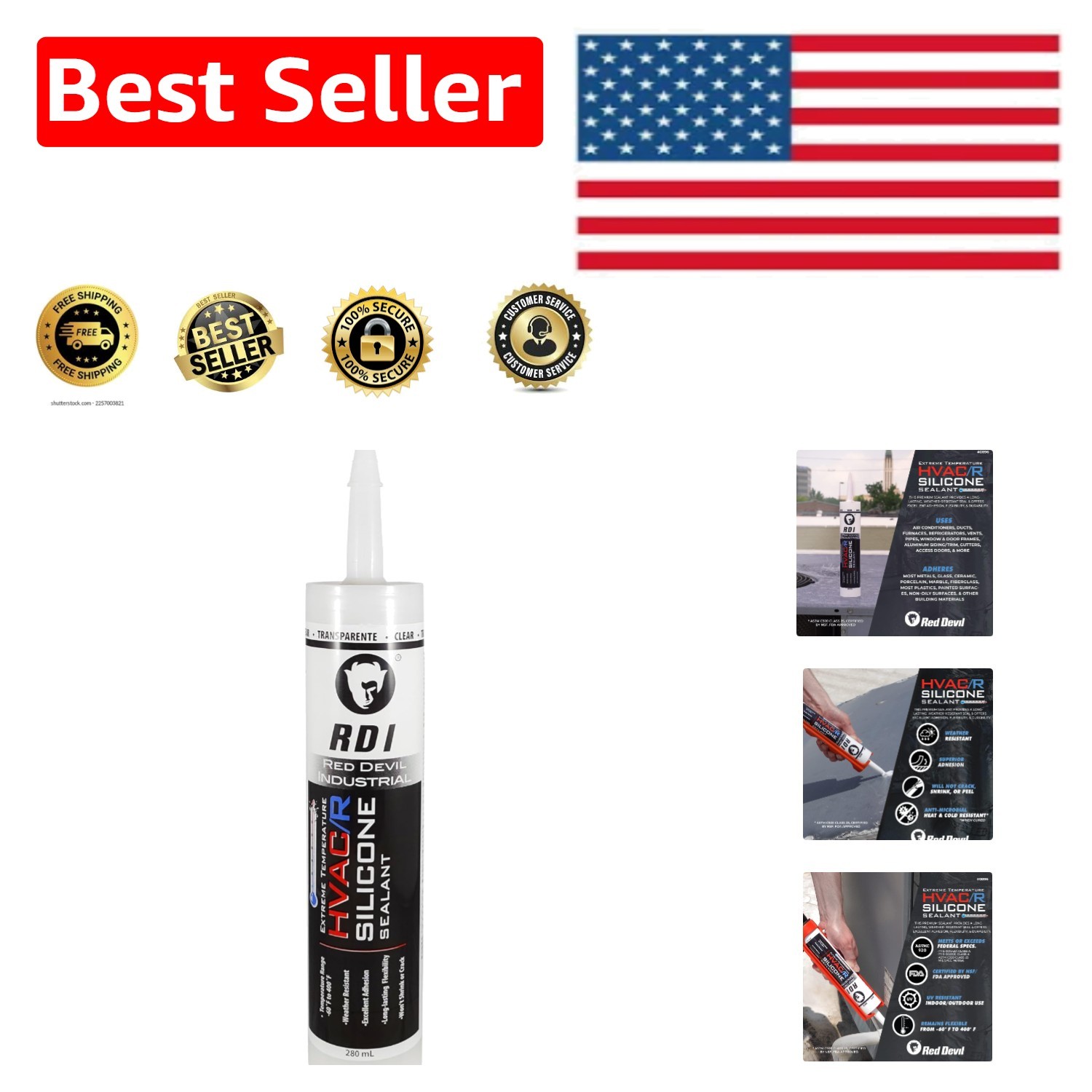 High-Performance Clear Silicone Sealant for Extreme Temperatures – 1 Pack 280 ml