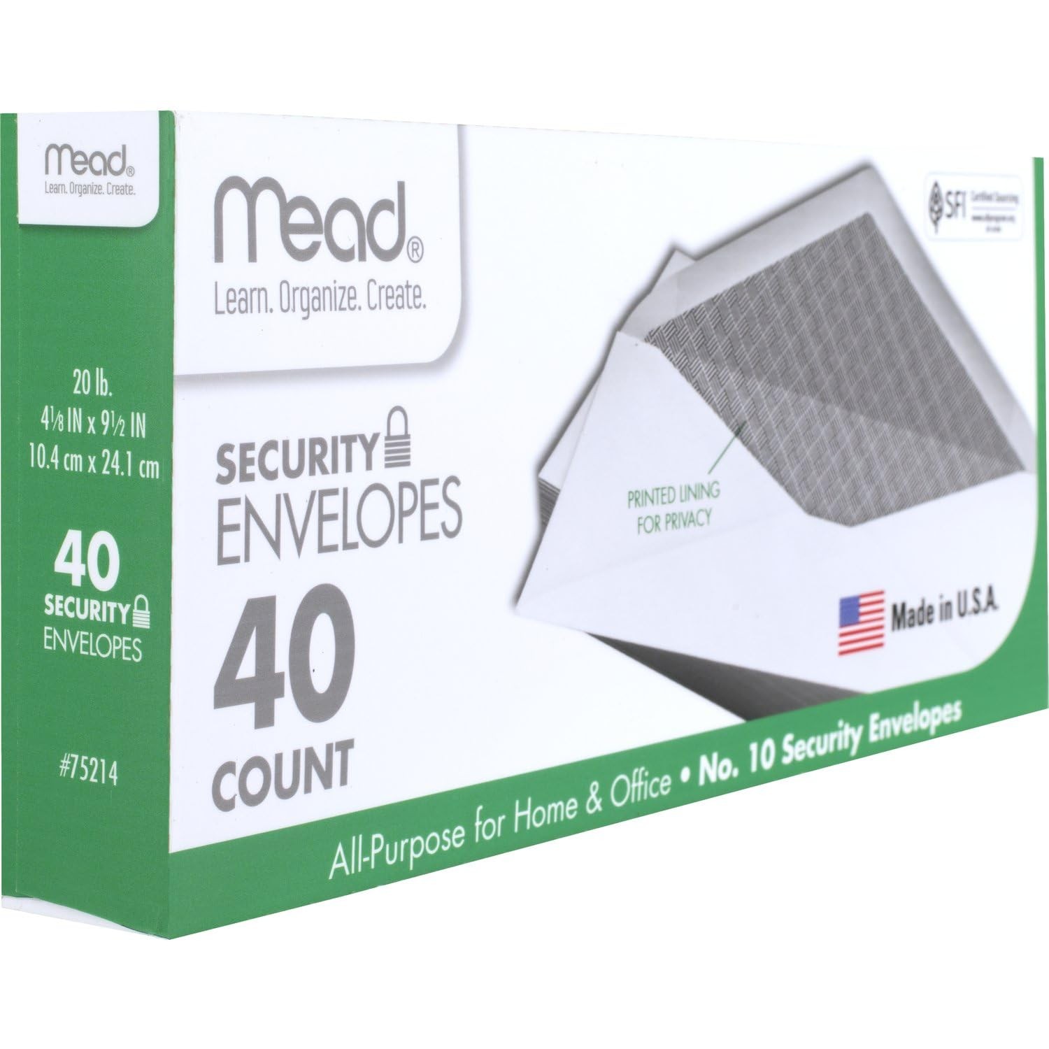 Mead #10 Envelopes, Letter Size, 4-1/8″ x 9-1/2″, Security
