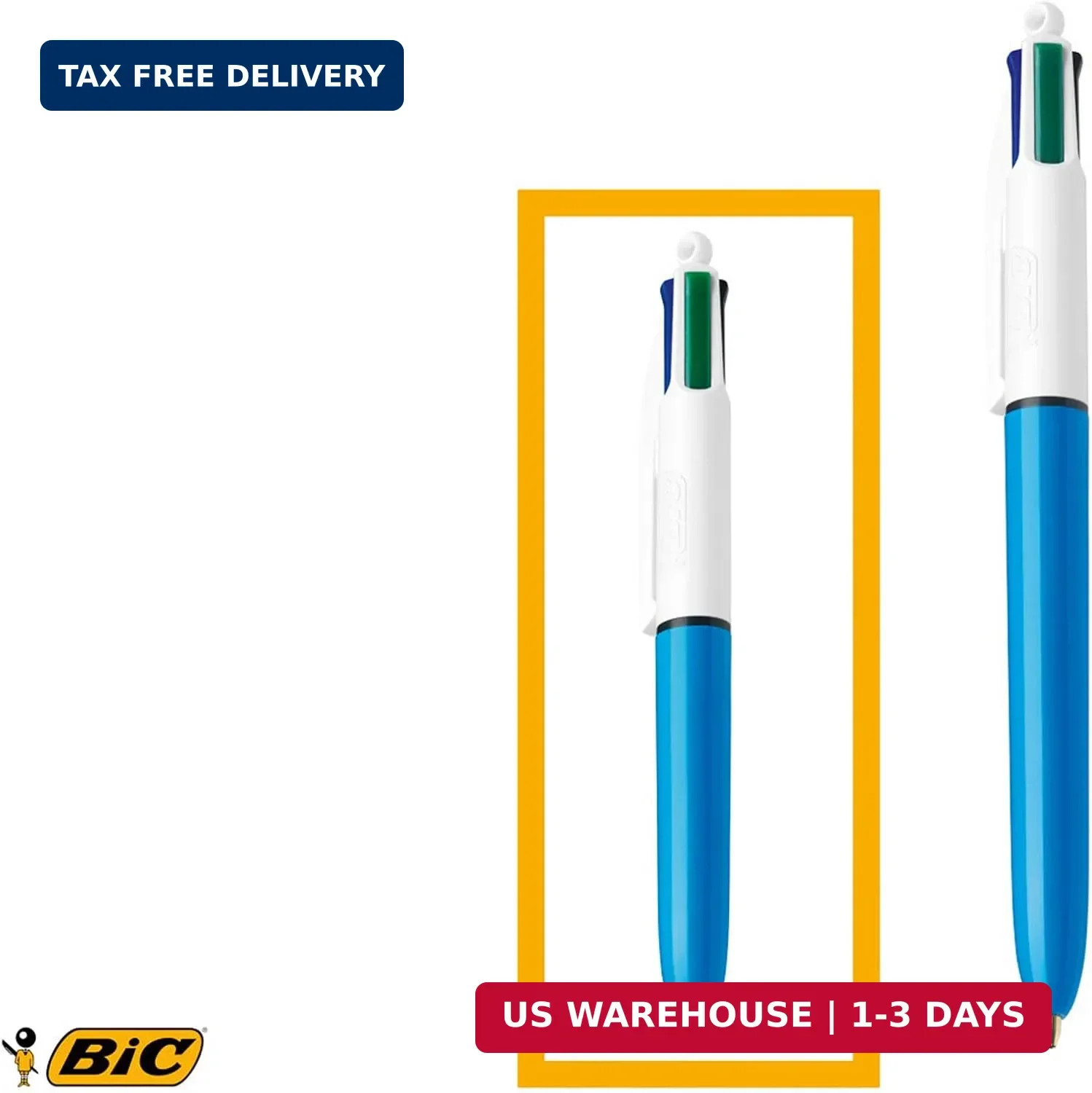 BIC 4-Color Original Retractable Ballpoint Pens with Assorted Ink, 1.0 mm Medium