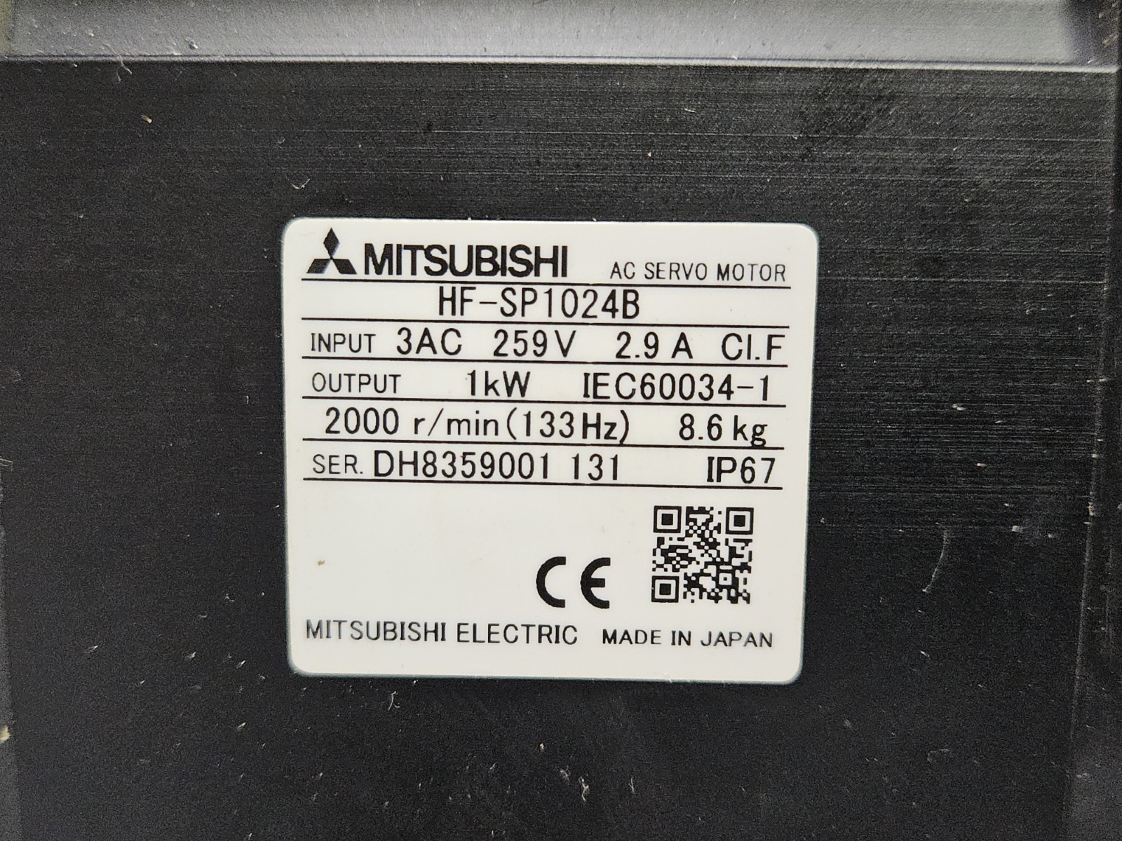 Mitsubishi AC Servo Motor HF-SP1024B