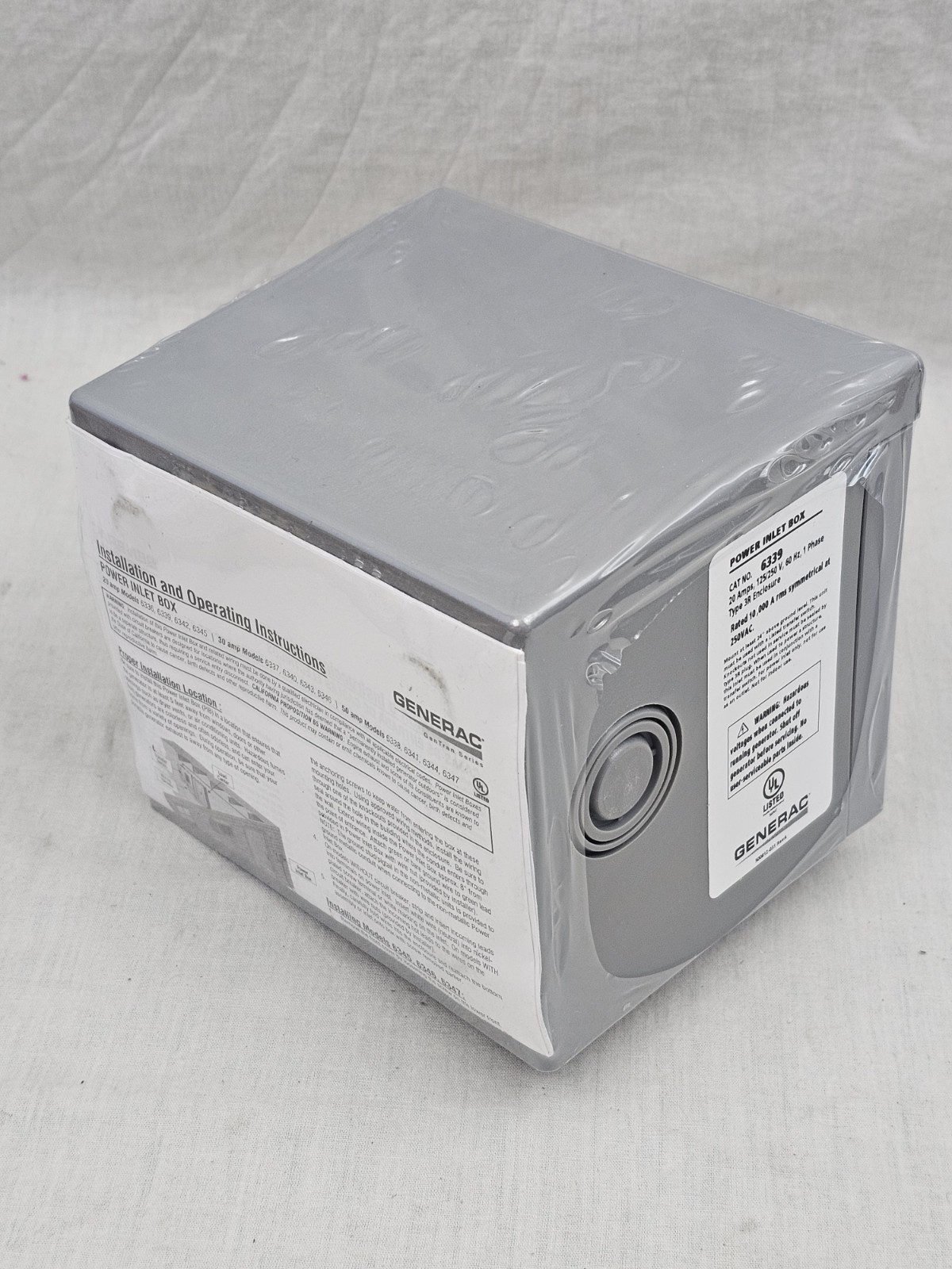 NEW GENERAC POWER INLET BOX 6339 Reliance Controls 20-Amp Power Flip lid