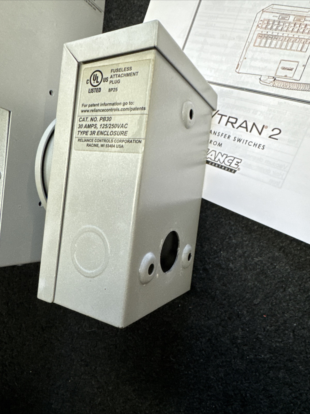 Reliance Controls Pro Tran 2 Generator Power Transfer Switch 6 Circuit W/Plug