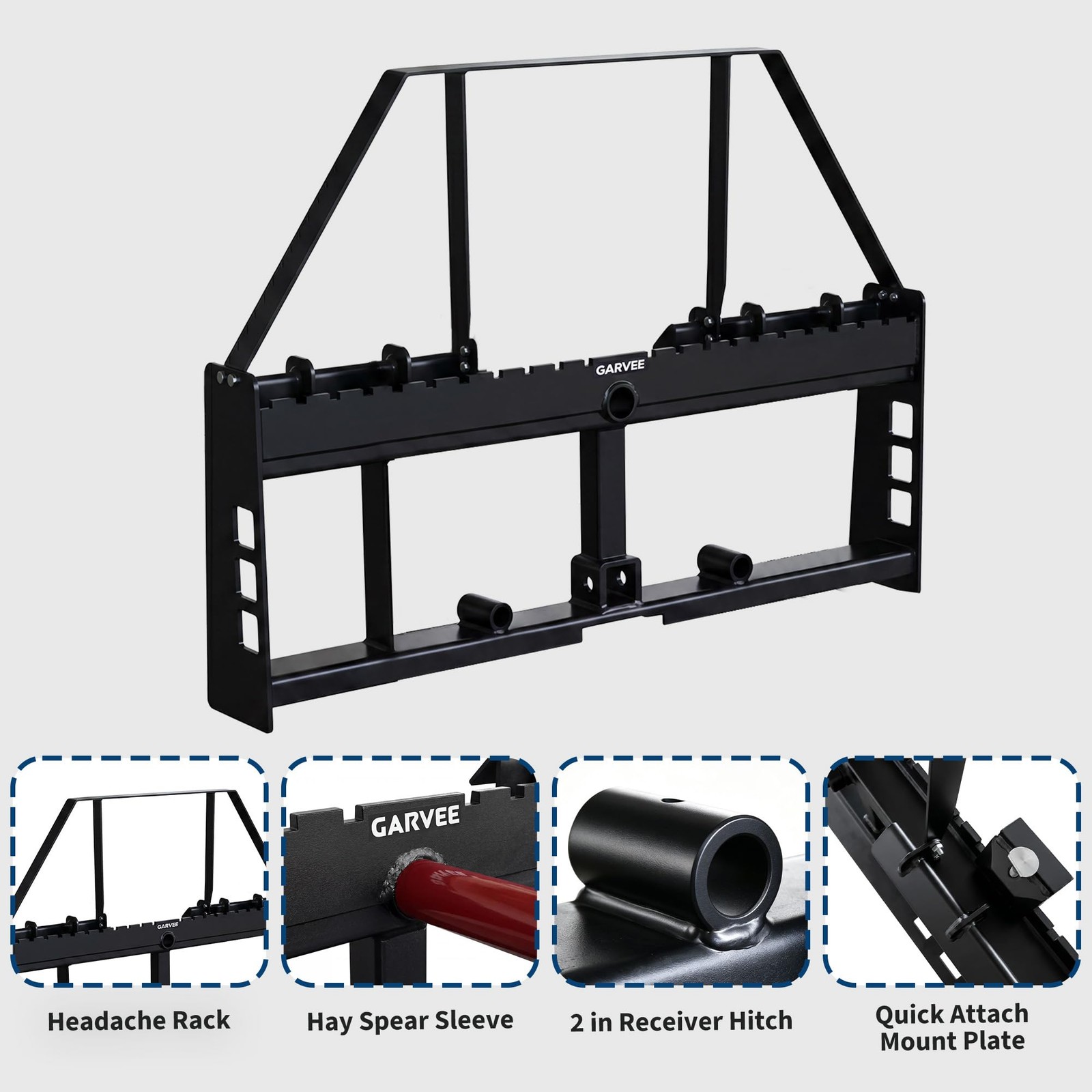 4000Lbs Attachments Mini Skid Steer Pallet Fork Frame, 48″ Pallet Fork Blades