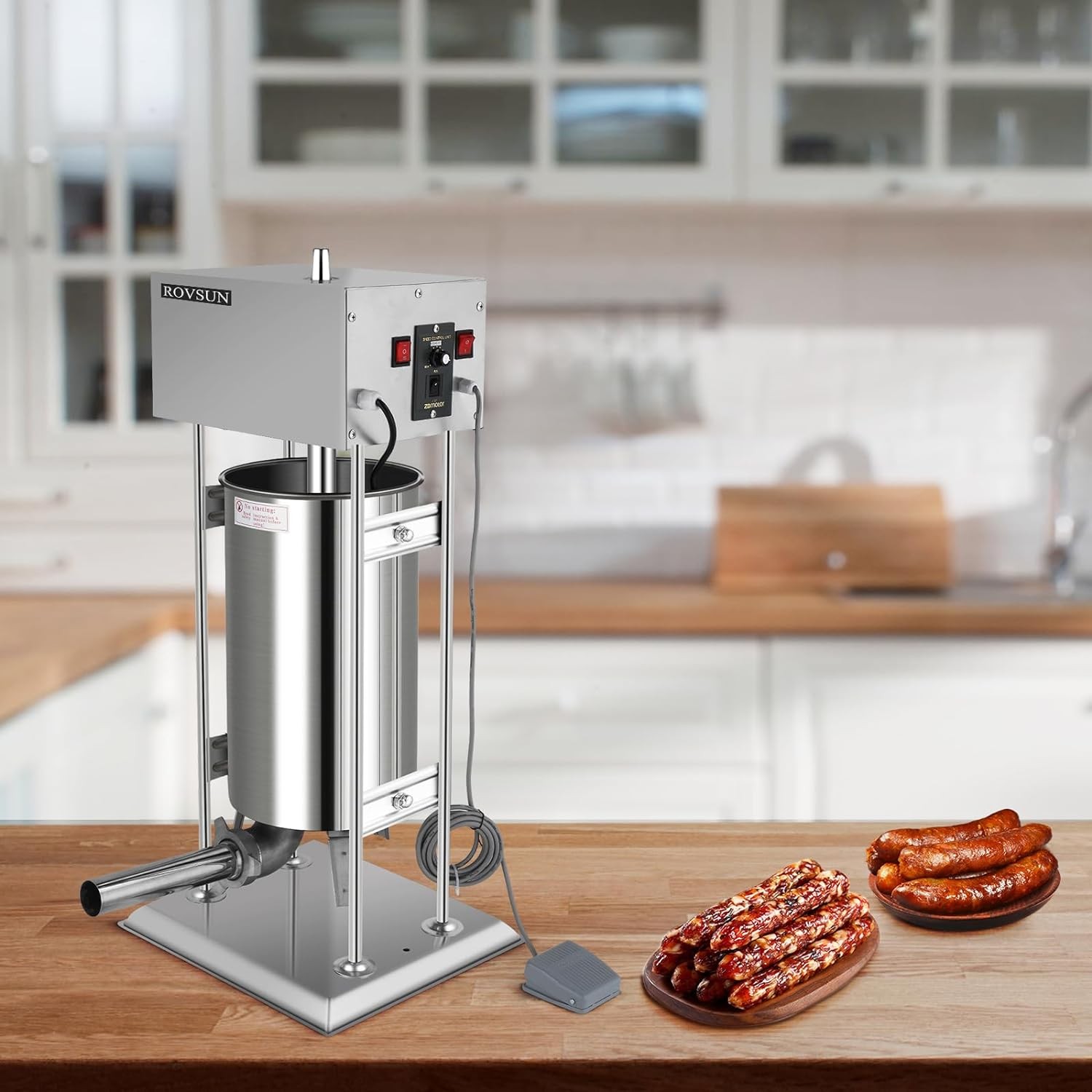 Vertical Electric Adjustable Speed Sausage Filler Stuffer, 15.4LBS/10L Capacity