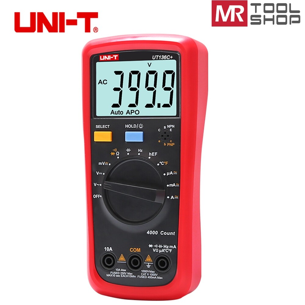 UNI-T UT136C+ Handheld Digital Multimeter Auto AC/DC DMM 40MΩ 40mF Temp tester