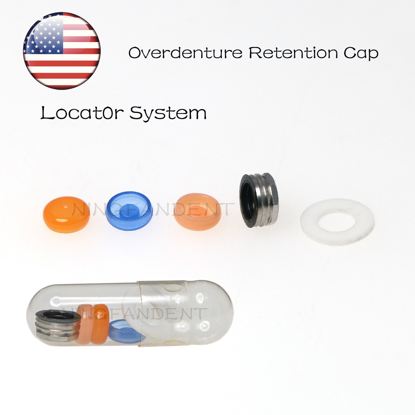 US Dental Locator Overdenture Abutment Retention Cap Male caps Inserts set