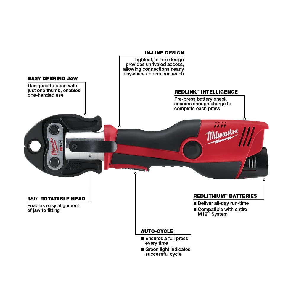 Milwaukee 2473-22 M12 12V Force Logic Press Tool Kit