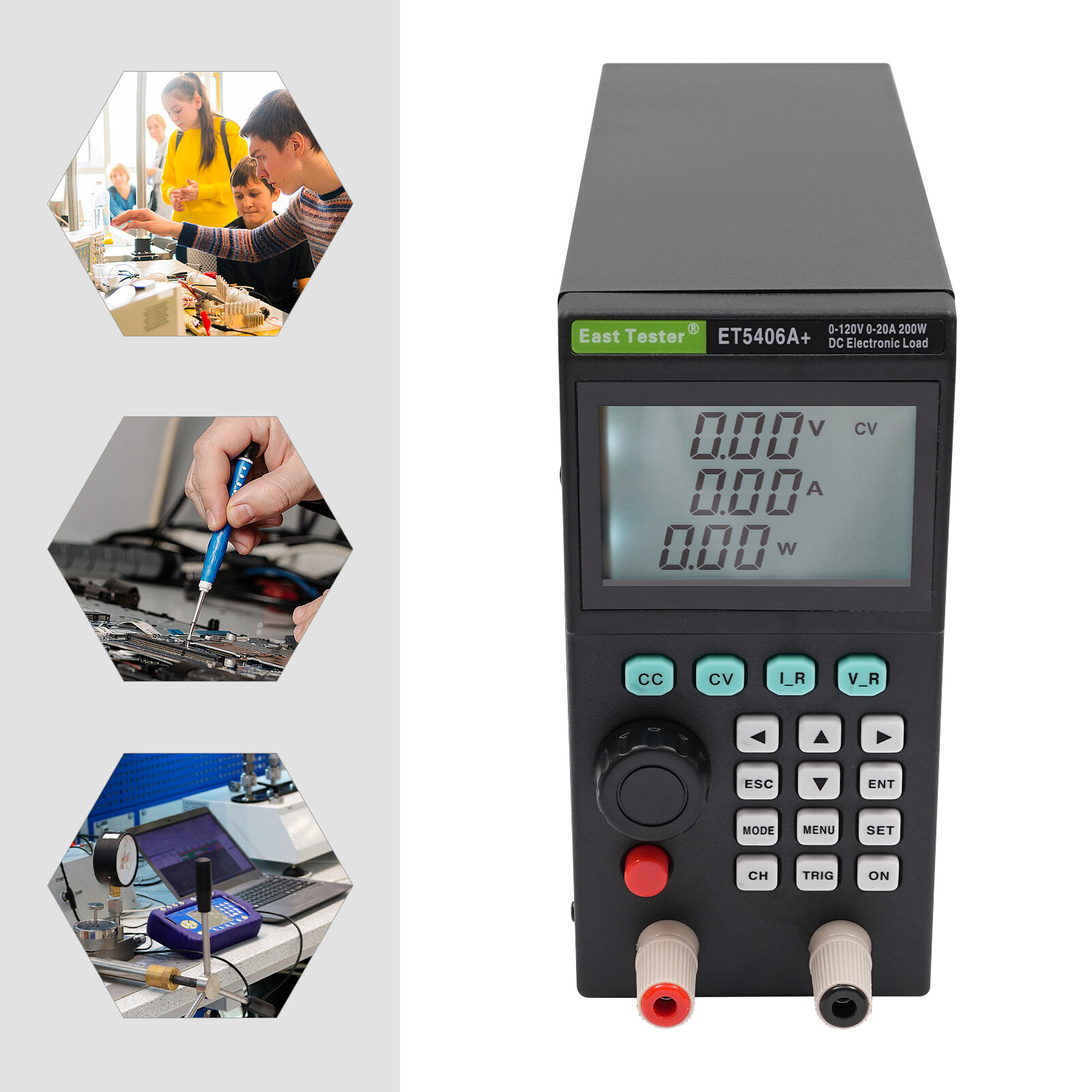 200W Load Tester Electronic Load Tester Rectangular Battery Tester 0-120V 0-20A