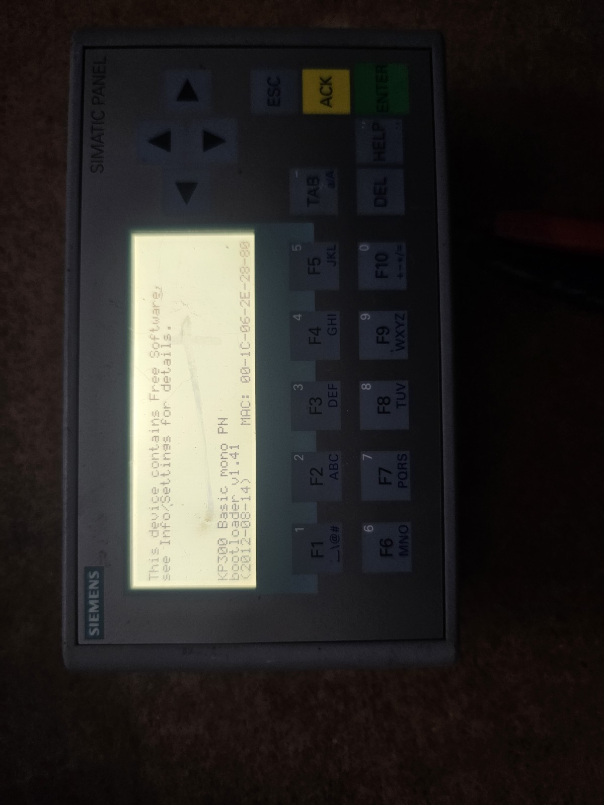 SIEMENS 6AV6647-0AH11-3AX0 HMI KP300 Basic Panel