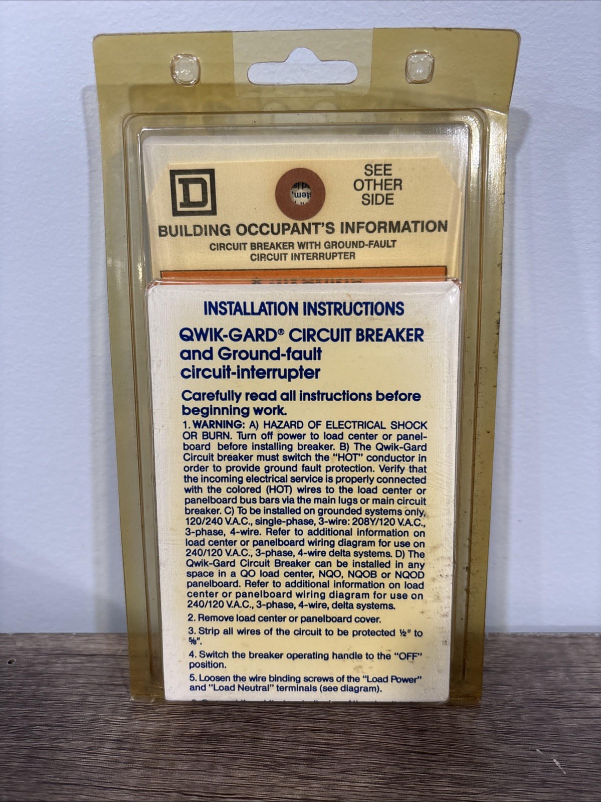 SQUARE D QO120GFI GFI 20 A CIRCUIT INTERRUPTER NOS New Old Stock