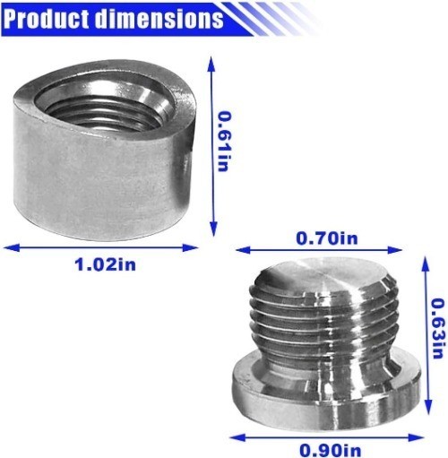 Oxygen Sensor Mounting Bungs and Plugs, Stainless Steel Notched Nut Size: 4PCS