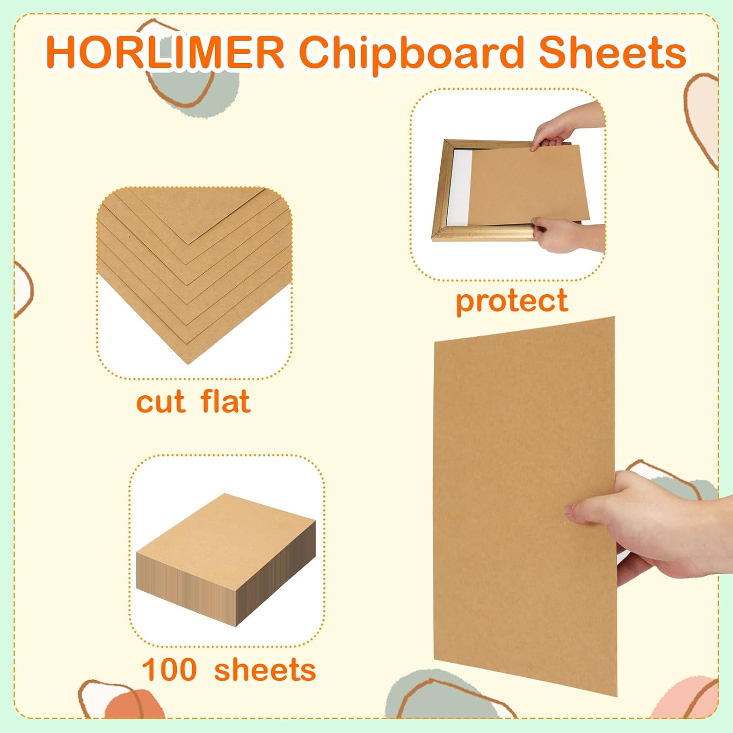 100 Pack 8.5X11 Chipboard Sheets, Kraft Cardboard for Shipping, Scrapbooking, DI