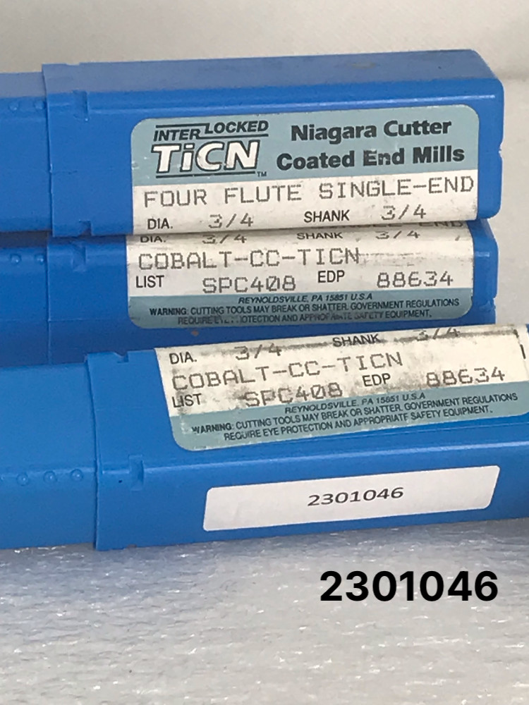 4 Flutes 3/4″ x 3/4″ x 1-5/8″ x 3-7/8″ Niagara Cutter HSS M-42 Square End Mill