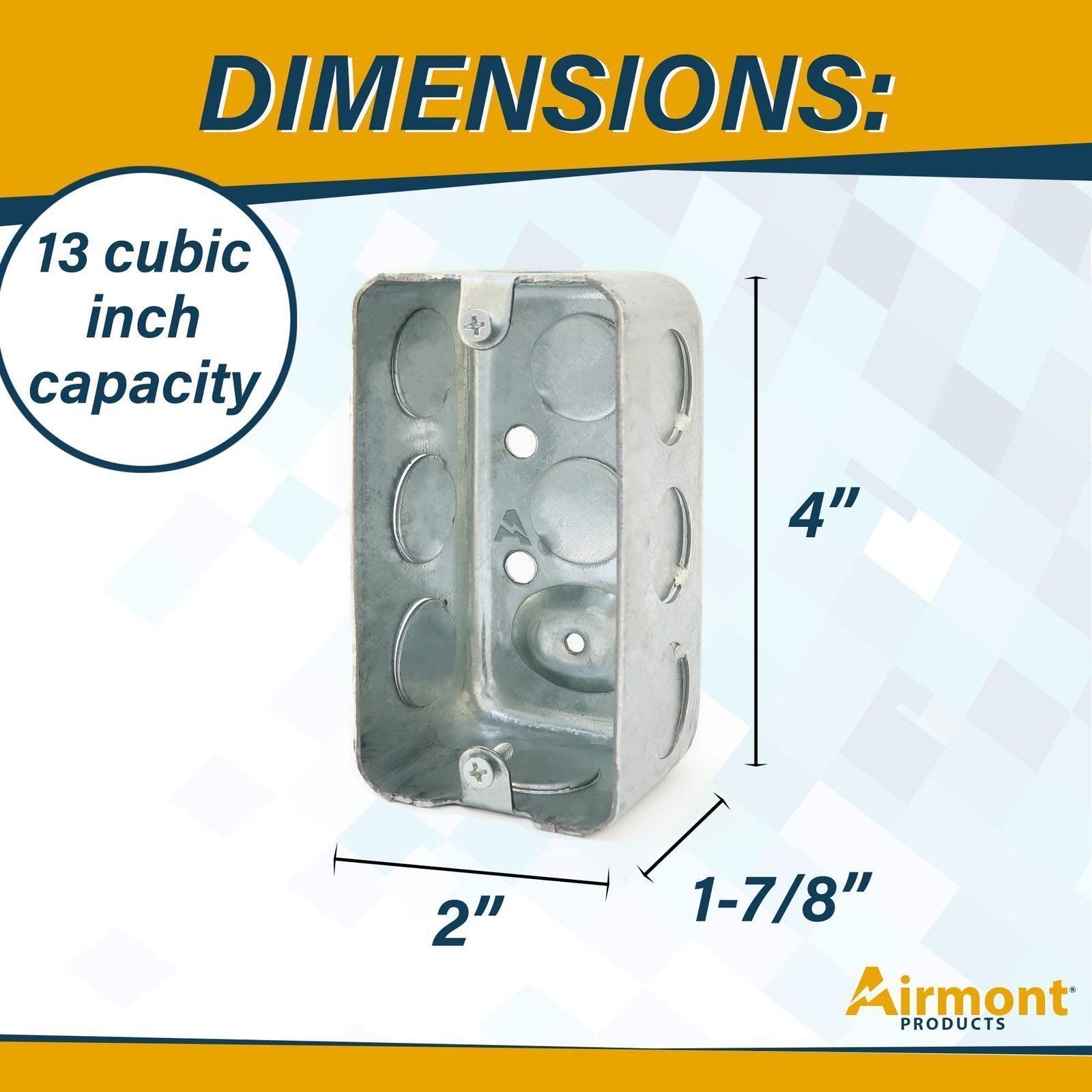 (10 Pack) 4 x 2 Inch Single-Gang Metal Handy Electrical Box, 1-7/8″ Depth,…