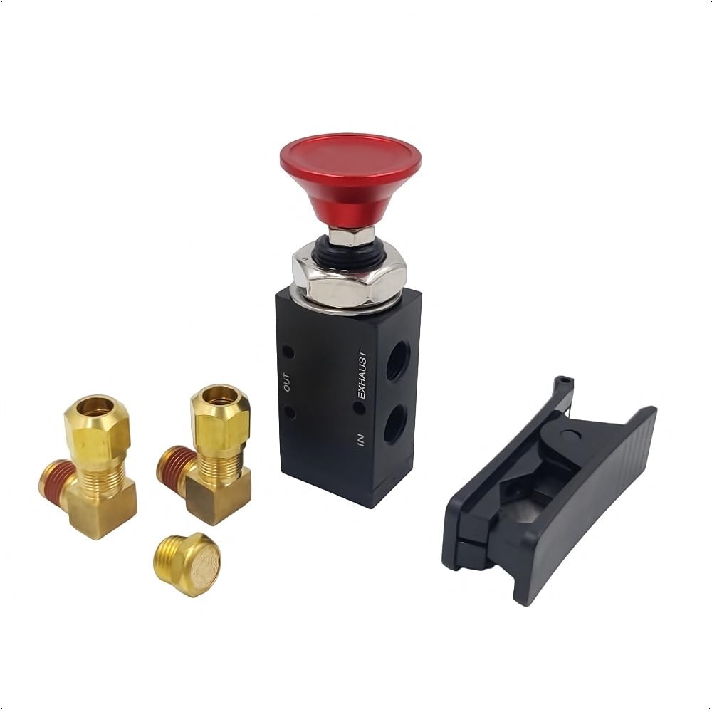 PartLogix 3-Way Three-Way Push/Pull Manual Tailgate Dump Air Valve Kit for Semi