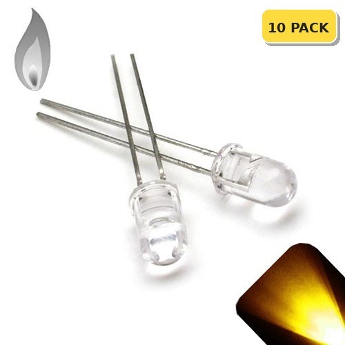 10 x LED 5mm Yellow Gold Candle Flicker Ultra Bright Flickering LEDs Model Prop