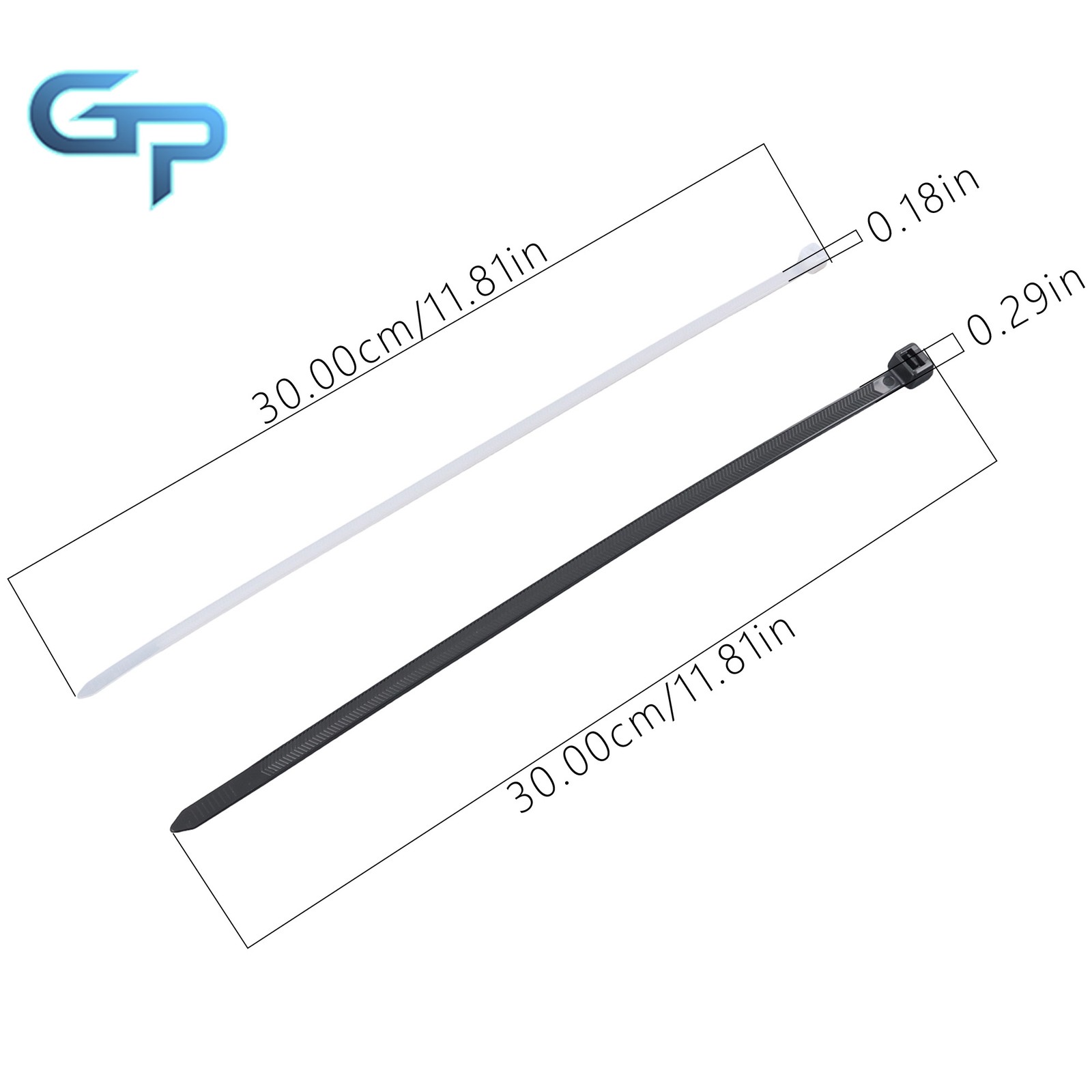 Heavy Duty Zip Ties 12″12″ V-Shaped Toothed 200lb Black White 100pcs Wide 0.13″