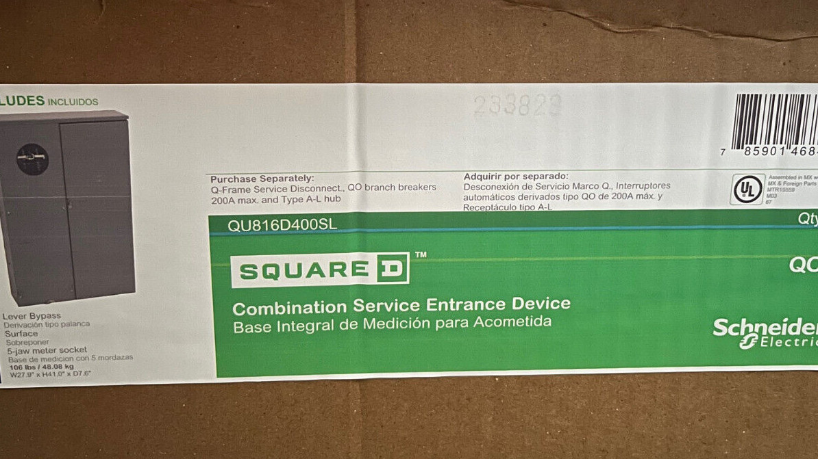 Square D 400 Amp Meter Main Combo 8-16 N3R Underground Feed FL approved