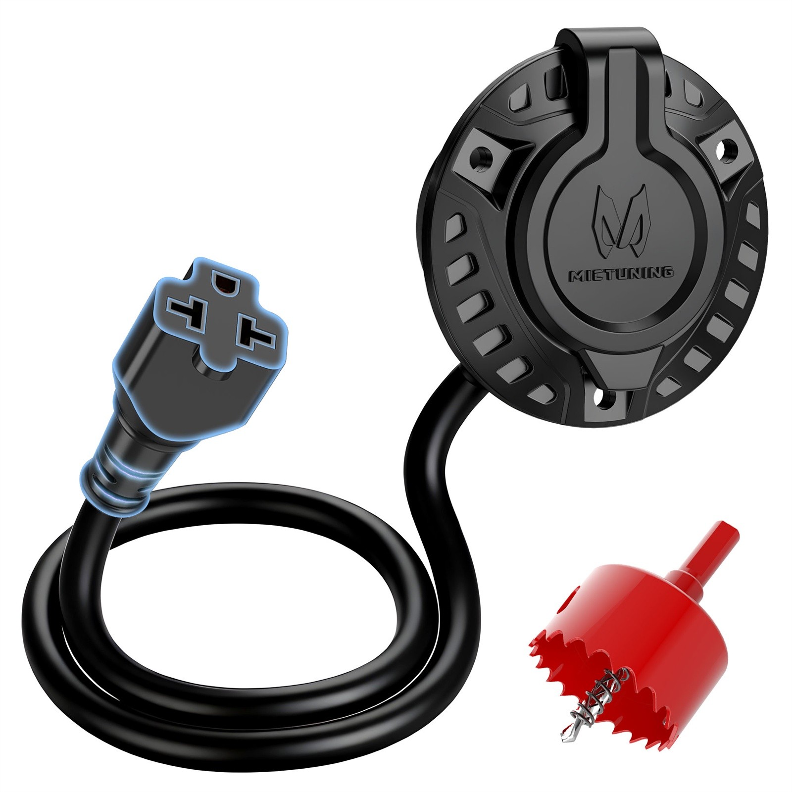 15A 125V AC Port Plug, 5-in-1 T-Blade Adapter & 18» Extension Cord Waterproof