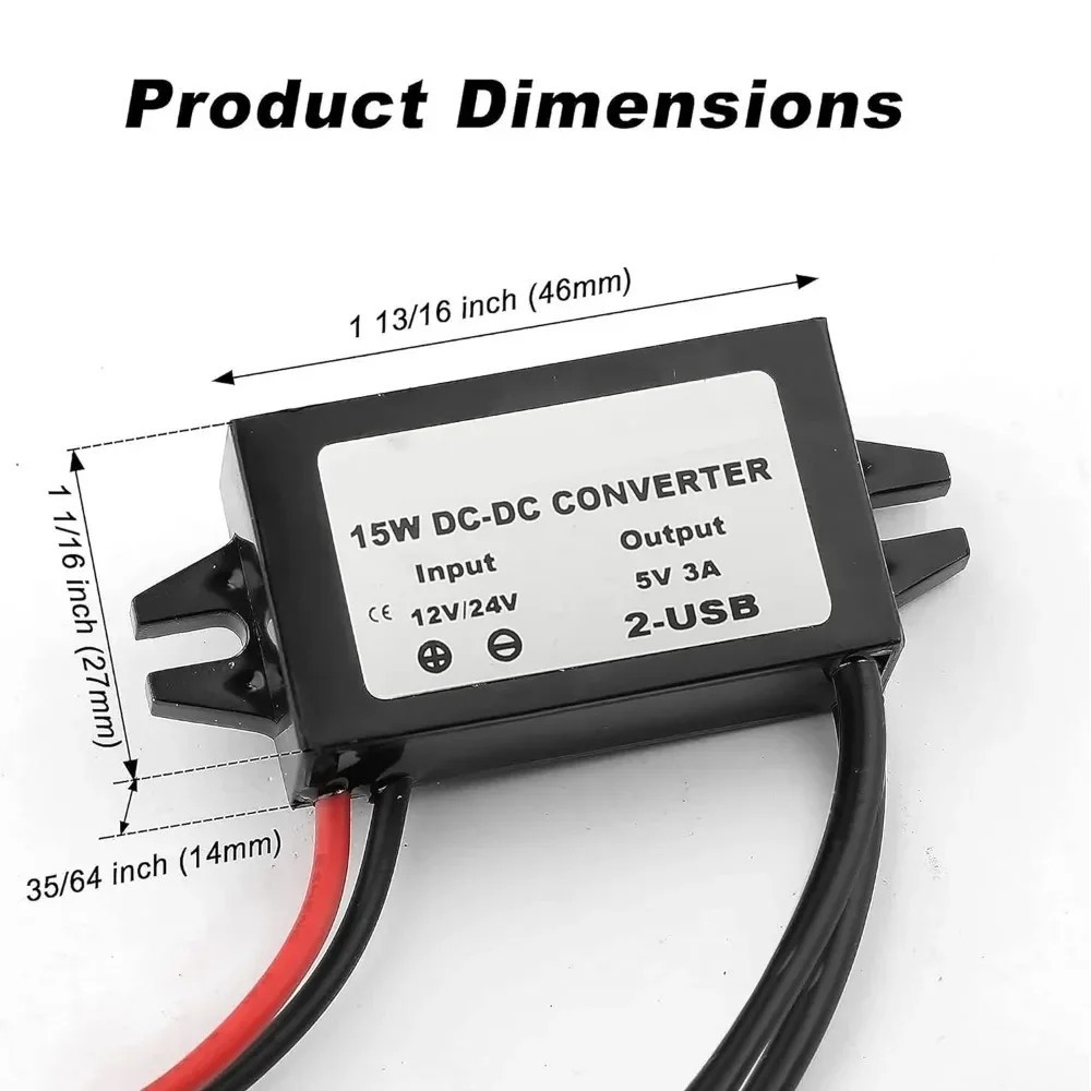 DC-DC 12V To 5V Converter Step Down Module USB Output Power Adapter