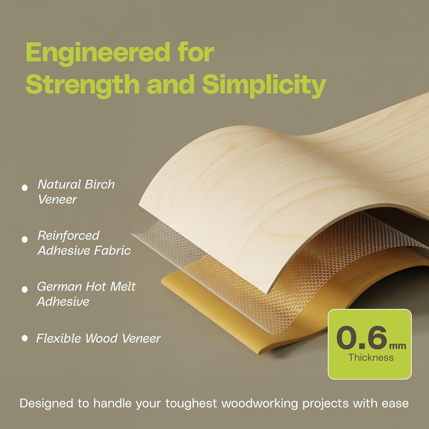 Flexible 3/4 In x 25 Ft Birch Veneer Tape – Ideal for Furniture & DIY Projects