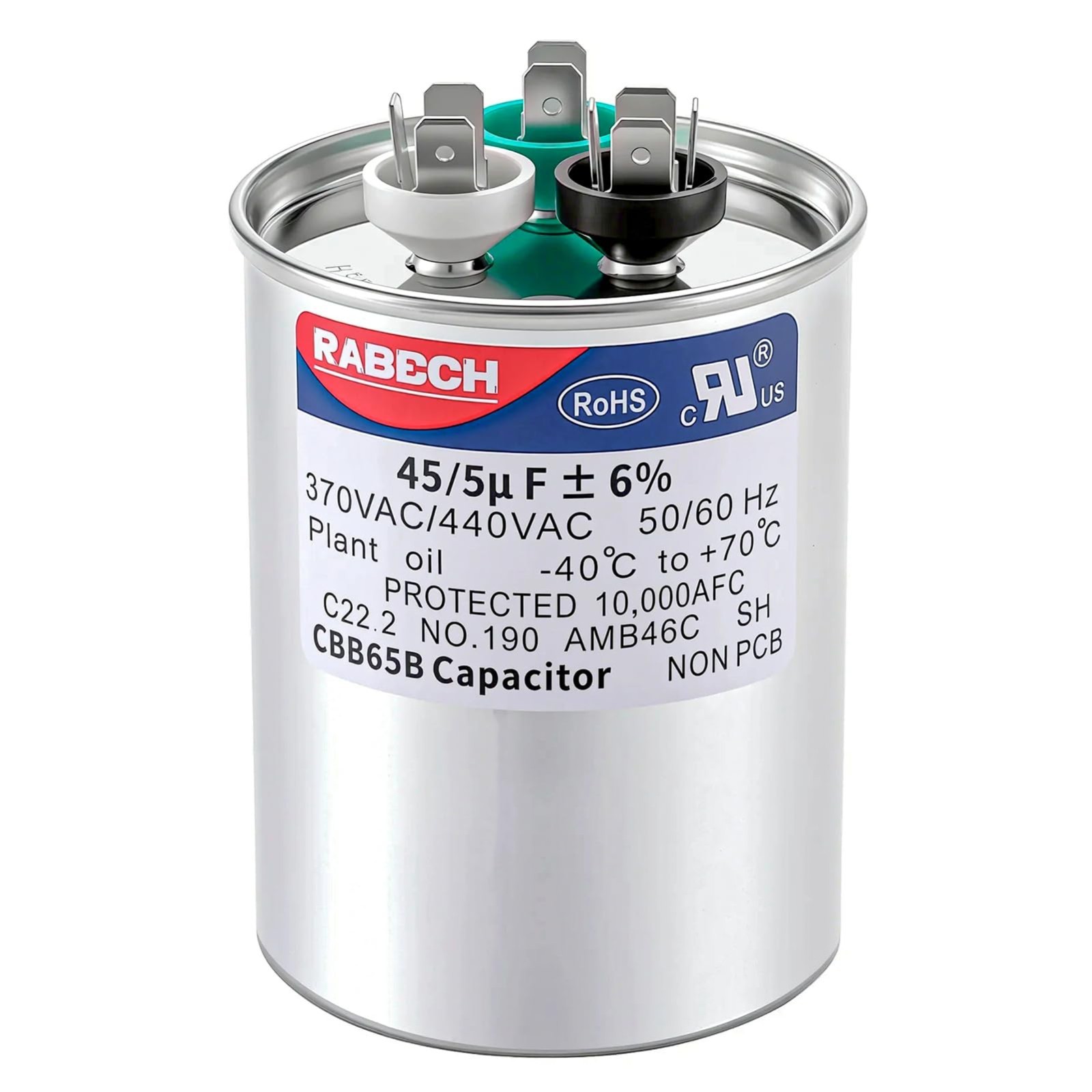 Dual Run Start AC Capacitor 45/5uF 370V 440V Round MFD for Air Conditioner