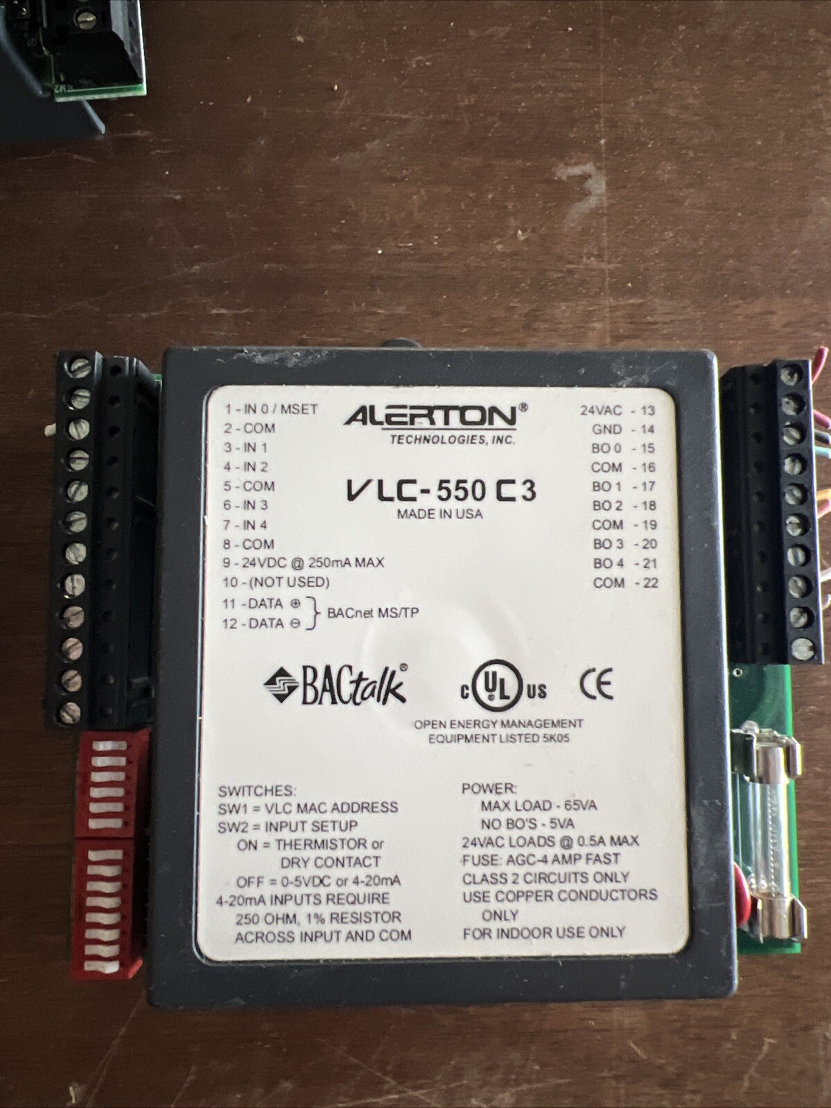 Alerton VLC-550C3 BACtalk BACnet-Compliant Field Programmable Controller