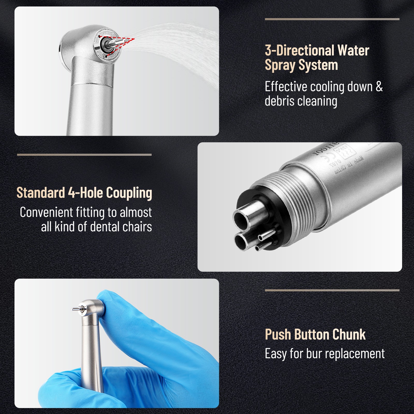 10PCS Dental High Speed Handpiece 4 Holes Air Turbine for NSK PANA MAX Style