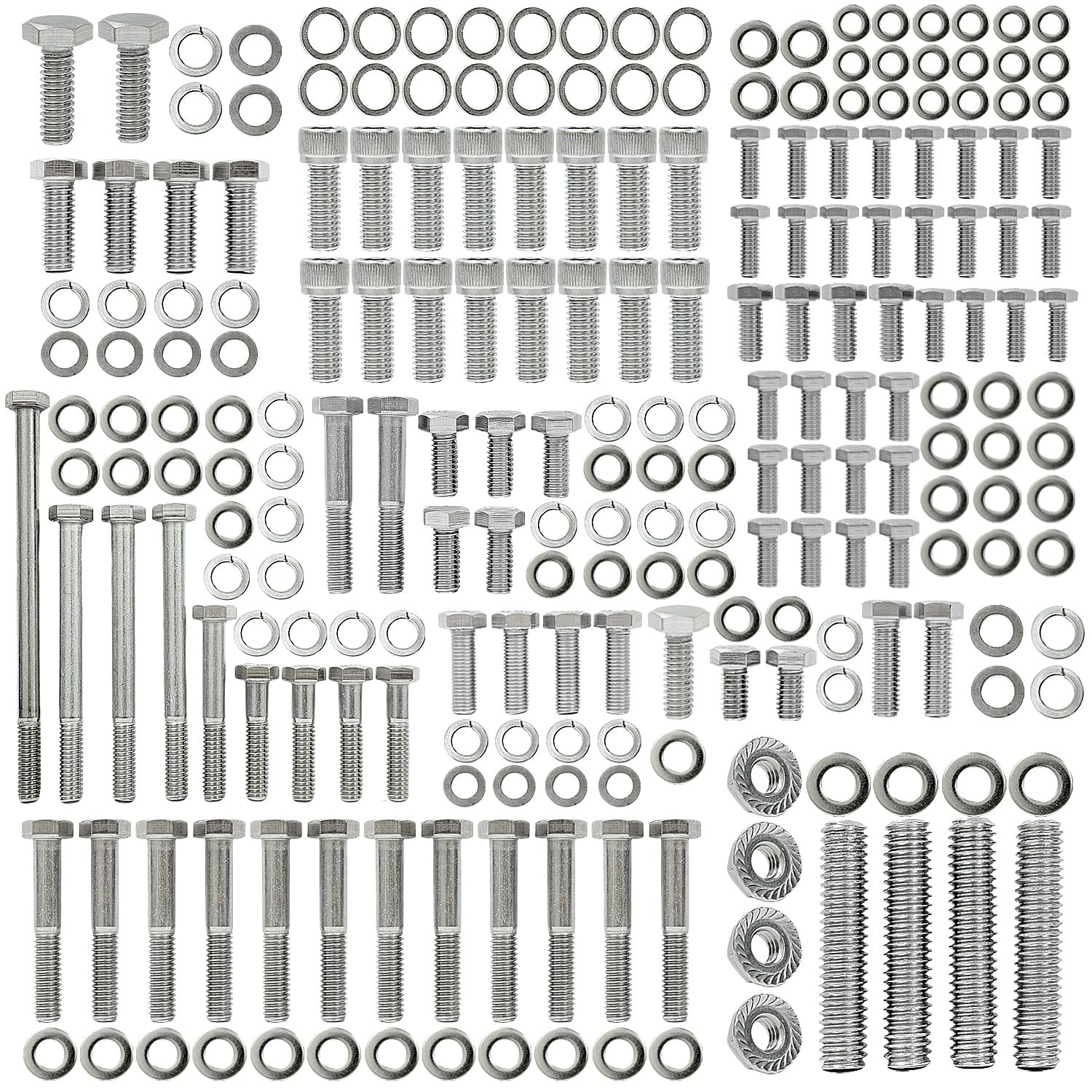 Stainless Steel Hex Bolt Kit for Ford 260 289 302 Engines – 228 Pcs Nuts & Bolts