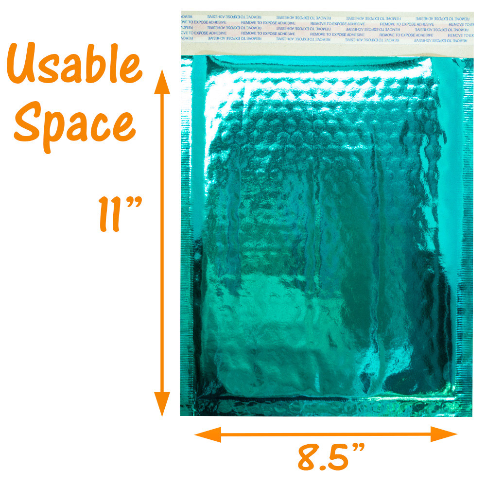 8.5×12 Holographic, Pink, Teal METALLIC BUBBLE MAILERS, Poly Padded Envelopes!