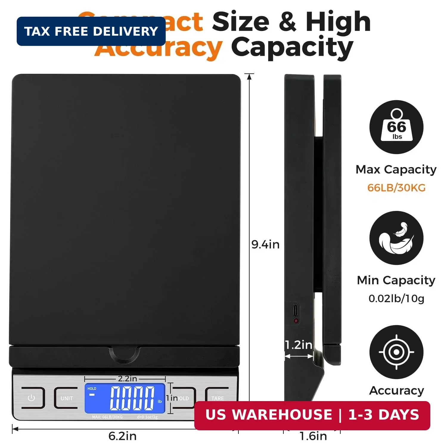 TIPRE Shipping Scale,High Accuracy 0.1oz,Digital Postal Scale,Mail Scale Featuri