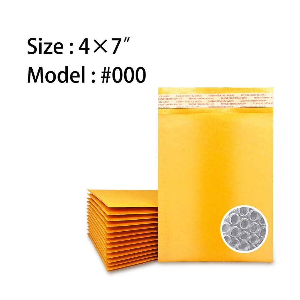 Made In USA 200 PCS CoolPKG #000 4×8″ Kraft Bubble Mailer Padded Evelopes 4*8