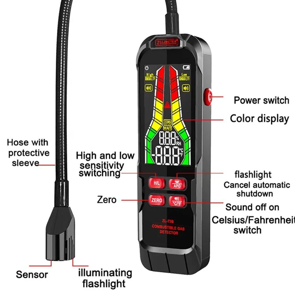 ZL73B Gas Leak Tester Combustible Natural Detector Gas Propane Leakage Portable