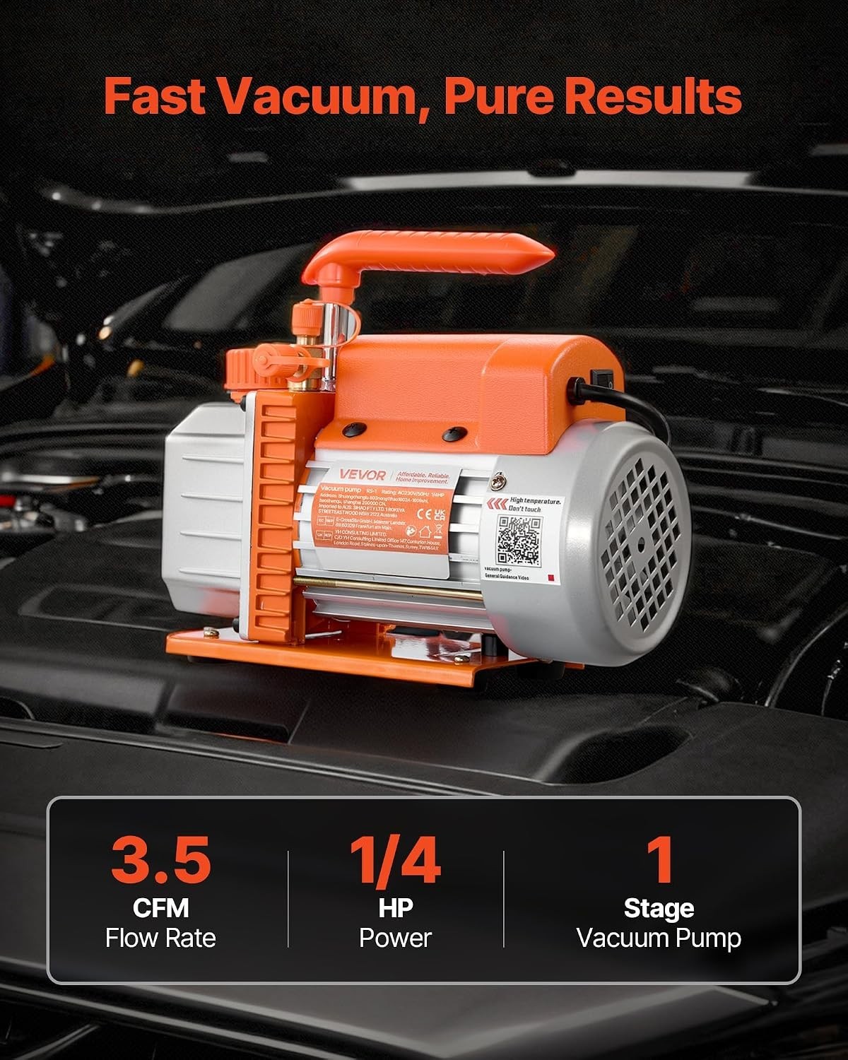 Efficient 1/4 HP Rotary Vane Vacuum Pump – Ideal for Automotive AC & HVAC Repair