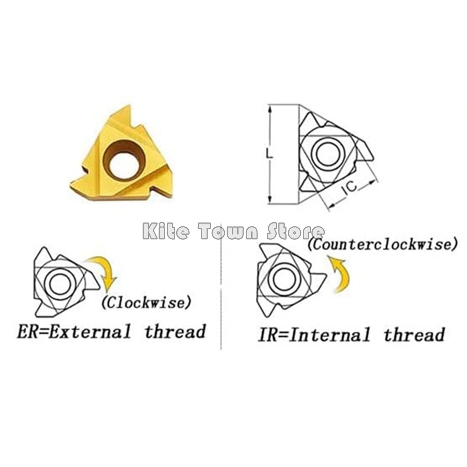 10PCS 16IR AG60 CNC Carbide Insert Lathe Indexable Threading Cutting Blades