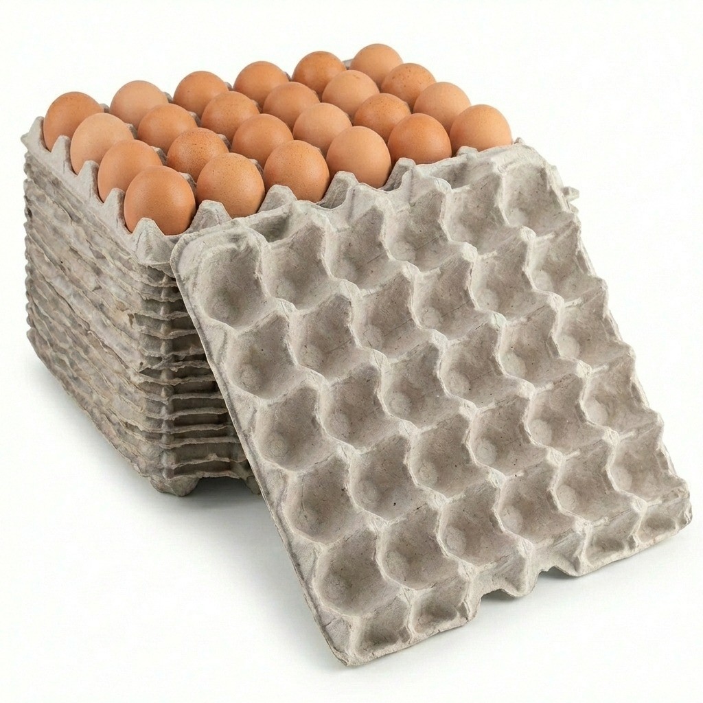 Elifsue Pulp Flat Egg Cartons | Stores 30 Large to Small Eggs – Pack of 15
