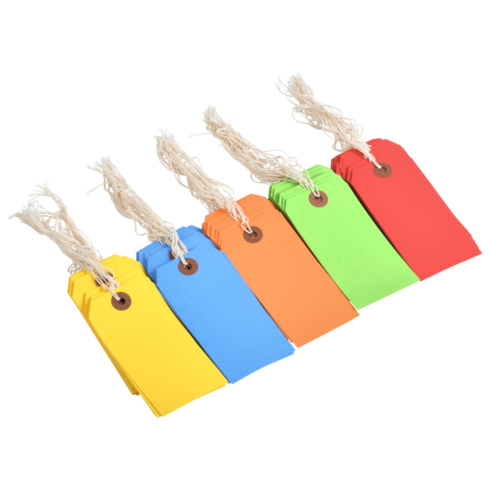 1000 of 4 3/4″ x 2 3/8″ Size 5 Colored Inventory Shipping Hang Tags with String